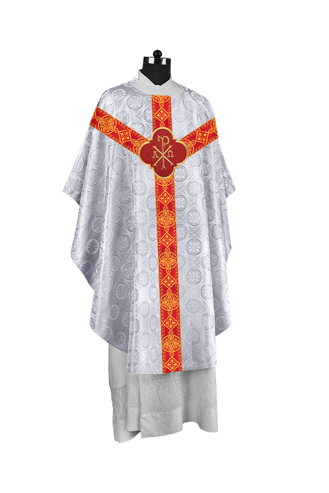 Gothic Liturgical Chasuble with Woven Braids and Spiritual Motif