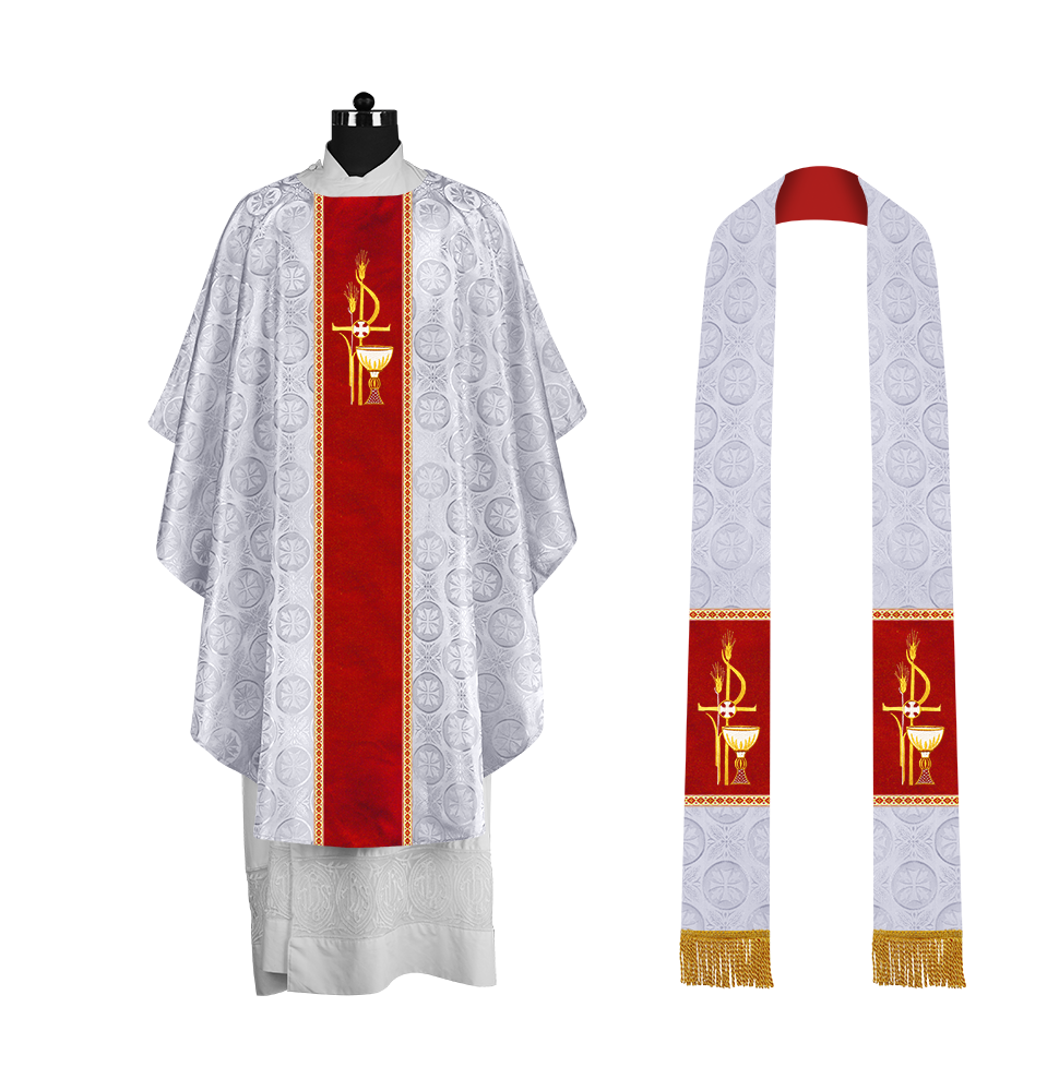 Premium Gothic Chasuble Adorned with Embroidered Motif