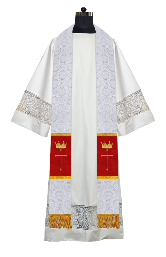 Clergy Stole with Embroidered Liturgical Motif