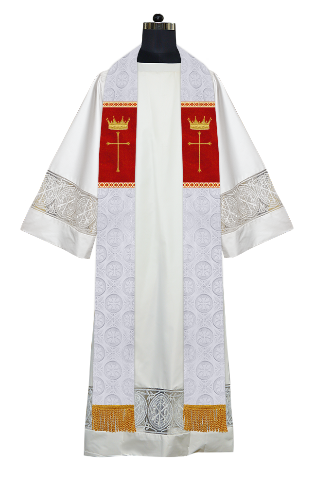 Handmade Pastor Stole with Spiritual Embroidered Motif & Trims