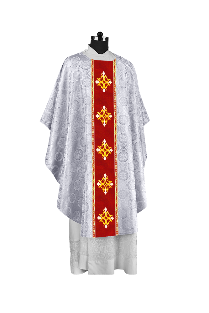 Liturgical Gothic Chasuble with Embroidered Cross Motif