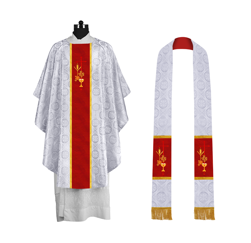 Gothic Chasuble with Elegant Embroidered Liturgical Motif