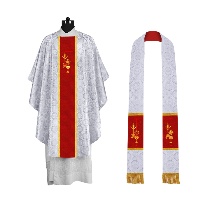 Gothic Chasuble with Elegant Embroidered Liturgical Motif
