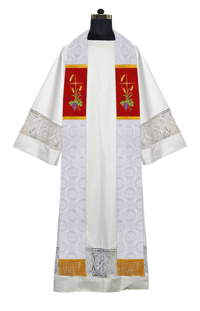 Clergy Stole with Embroidered Liturgical Motif