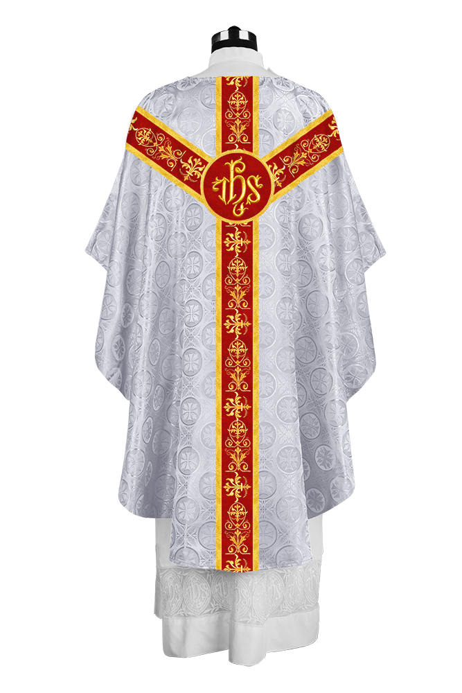 Ornate Priest Chasuble Vestment with Liturgical Embroidered Trims