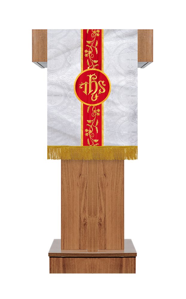 PULPIT/LECTERN WITH ADORNED FLORAL TRIM