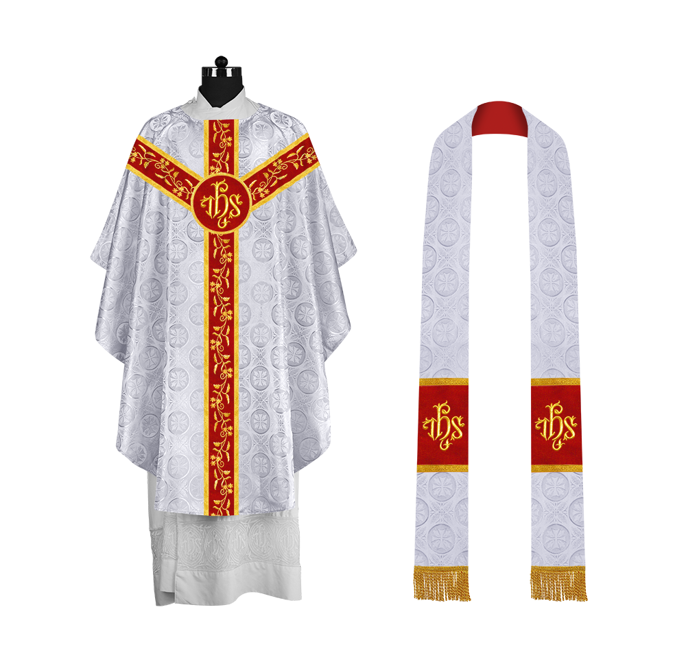 Gothic Chasuble with Embroidered Orphrey and Motifs