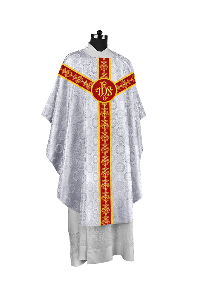 Priest Chasuble Vestment with Liturgical Embroidered Motif
