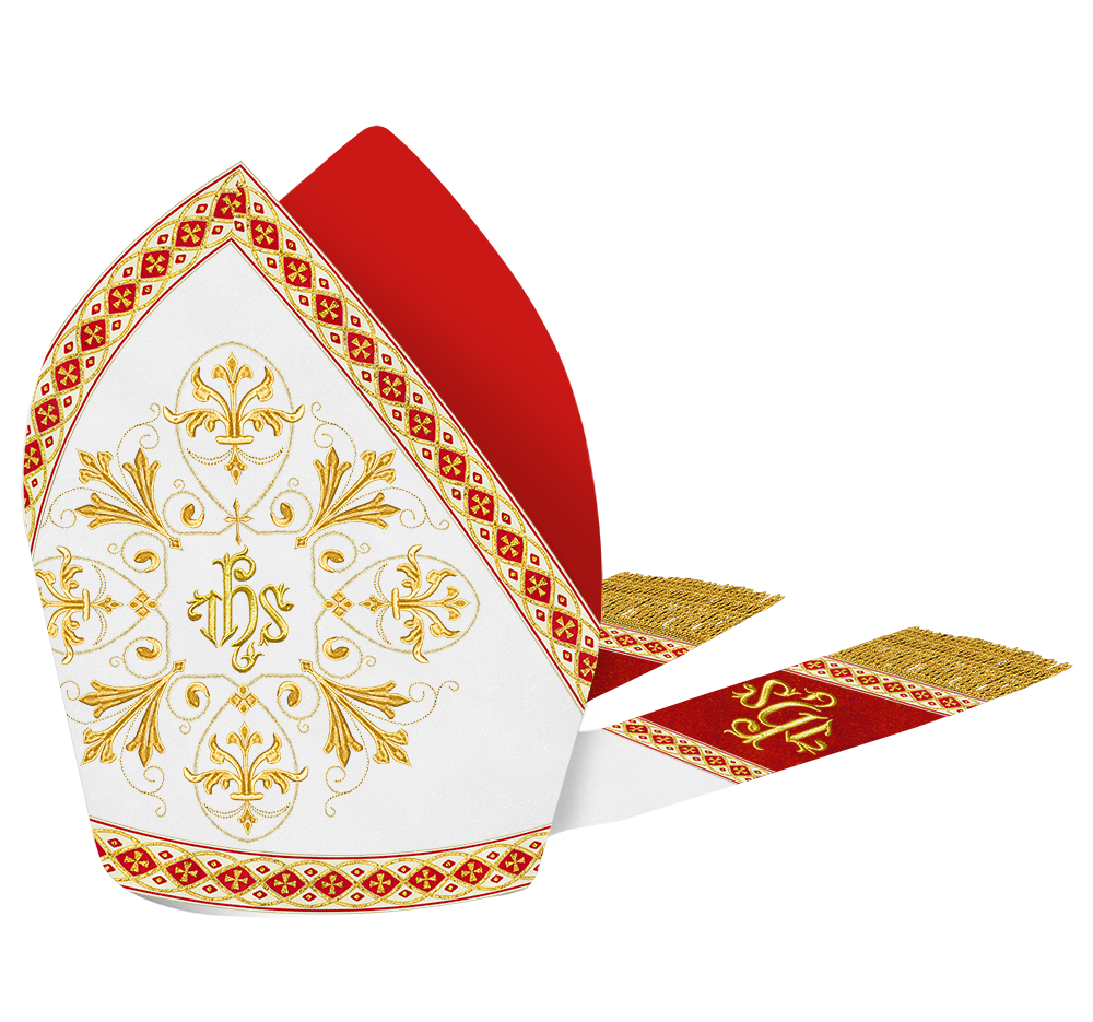 Mitre with Embroidered Motif and Trims