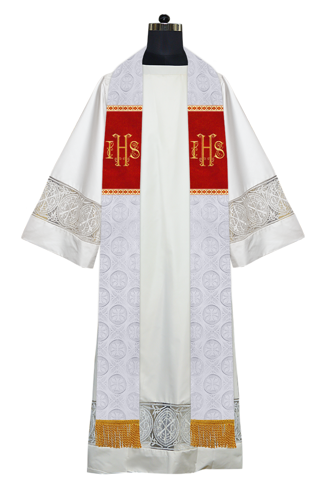 Handmade Pastor Stole with Spiritual Embroidered Motif & Trims