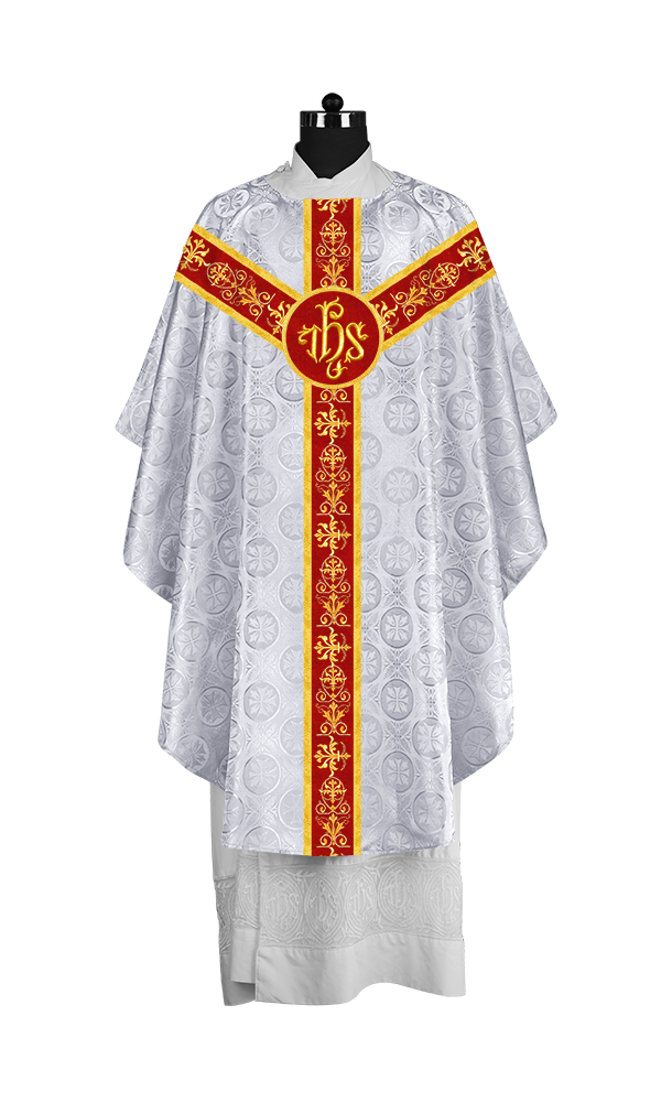 Ornate Priest Chasuble Vestment with Liturgical Embroidered Trims