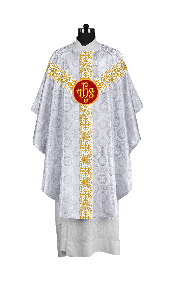 Priest Chasuble with Classic Braided Orphrey and Trims