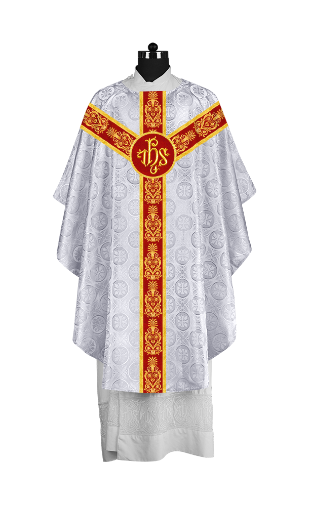 Handcrafted Gothic Chasuble with Traditional Embroidered Orphrey