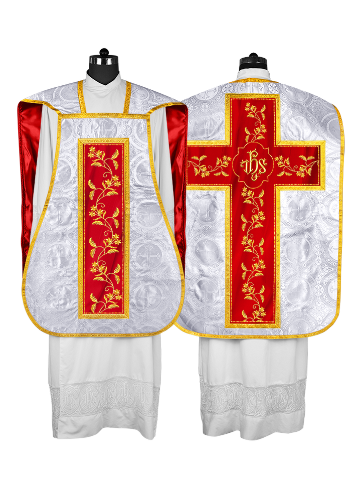 Elegant Roman chasuble vestment - Floral collection