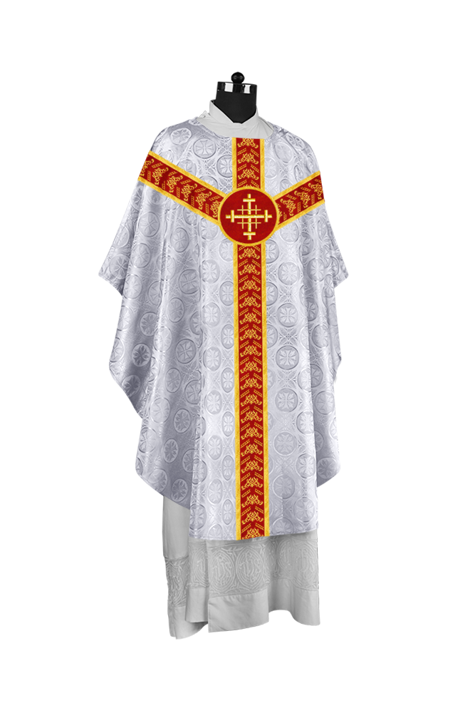 Traditional Gothic Chasuble Vestment with Embroidered Orphrey