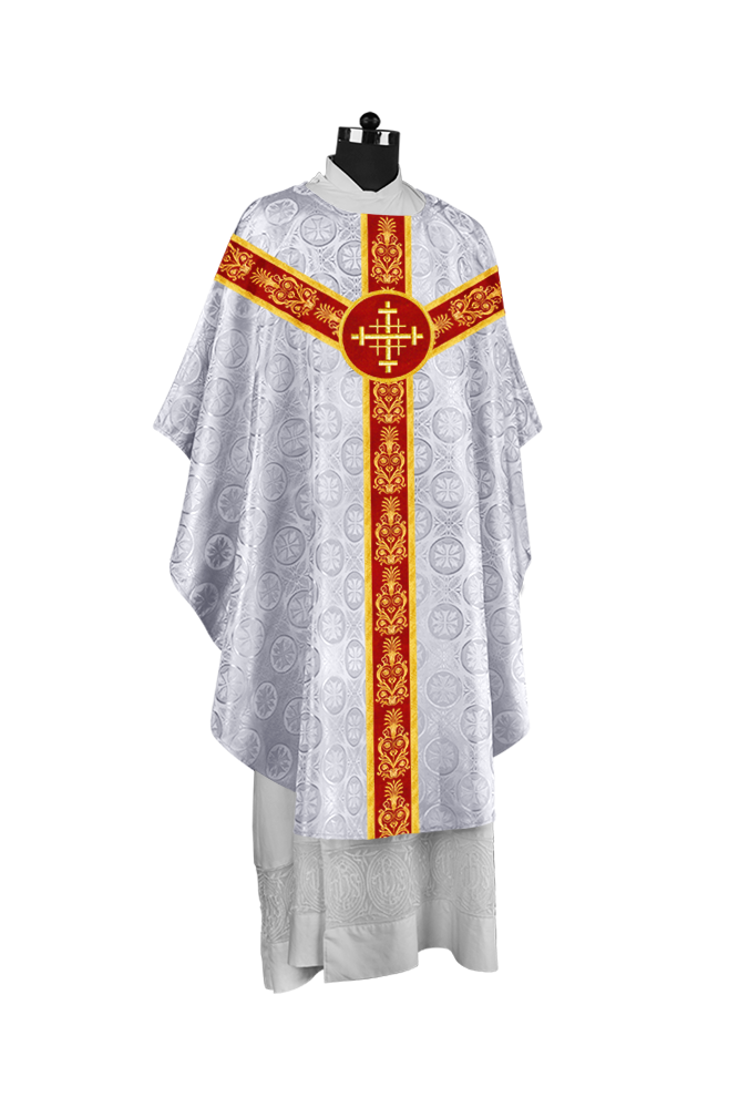 Handcrafted Gothic Chasuble with Traditional Embroidered Orphrey