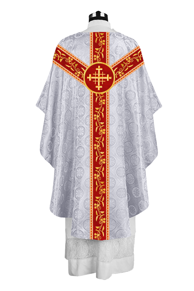 Traditional Gothic Chasuble Vestment with Floral Embroidery & Trims
