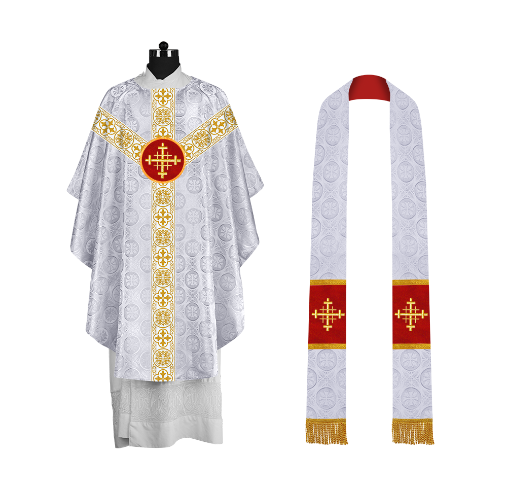 Priest Chasuble with Classic Braided Orphrey and Trims