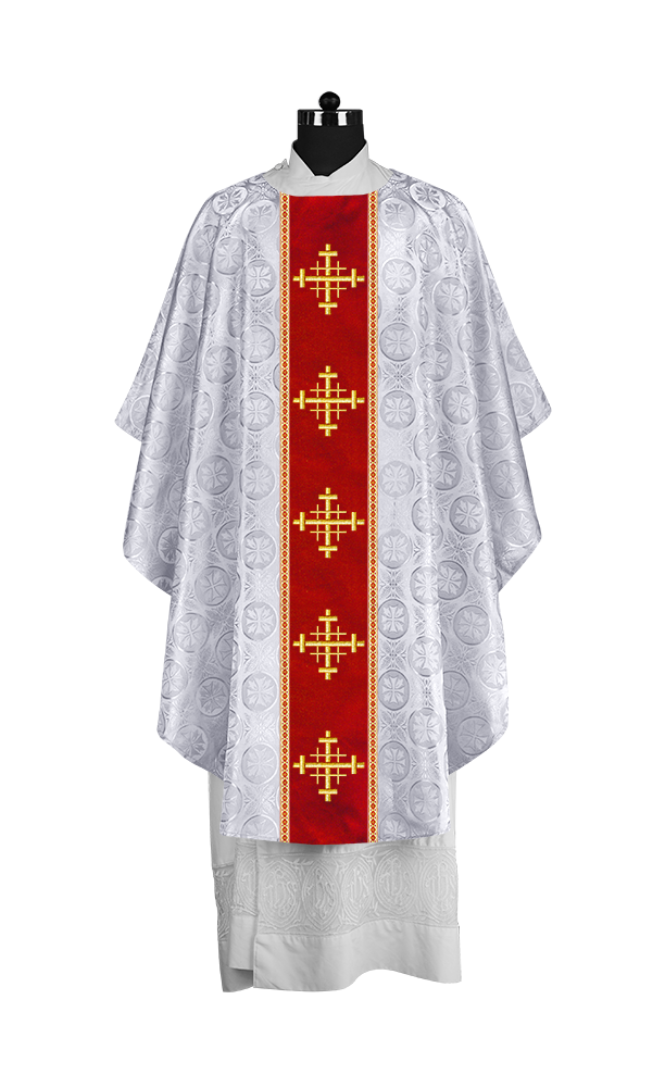 Liturgical Gothic Chasuble with Embroidered Cross Motif
