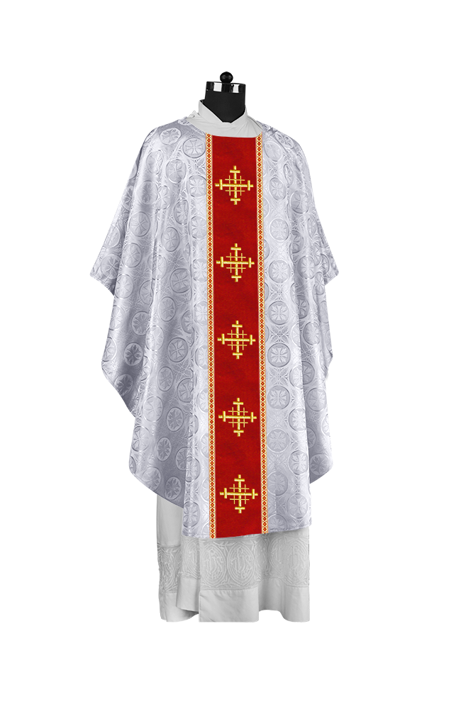 Liturgical Gothic Chasuble with Embroidered Cross Motif