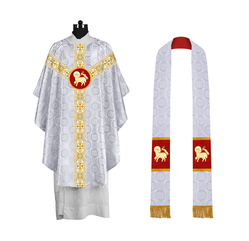 Priest Chasuble with Classic Braided Orphrey and Trims
