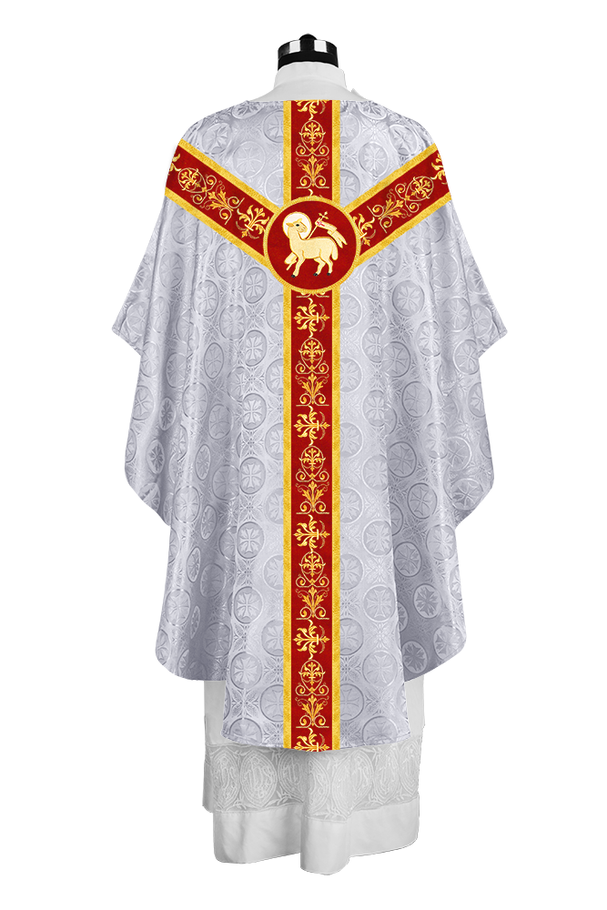 Ornate Priest Chasuble Vestment with Liturgical Embroidered Trims