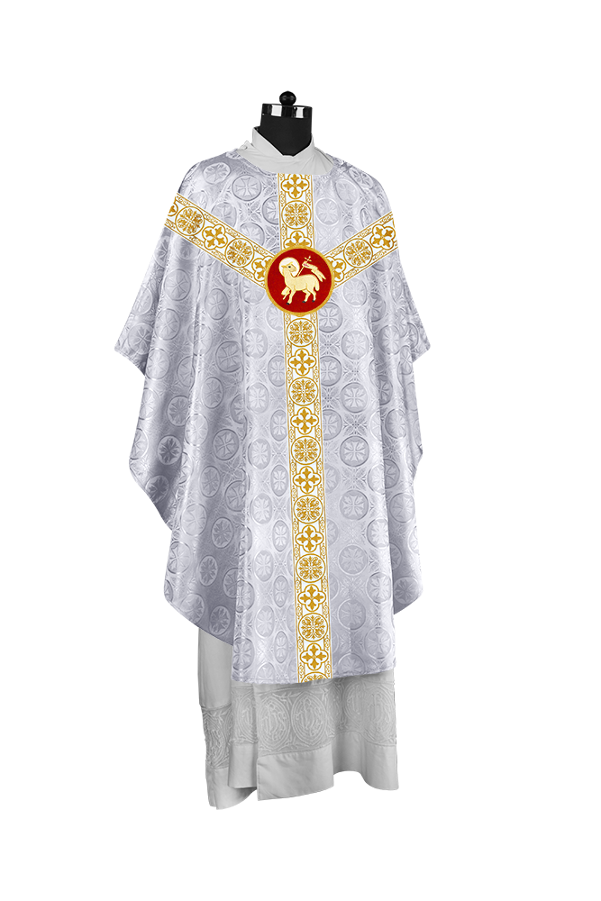 Priest Chasuble with Classic Braided Orphrey and Trims