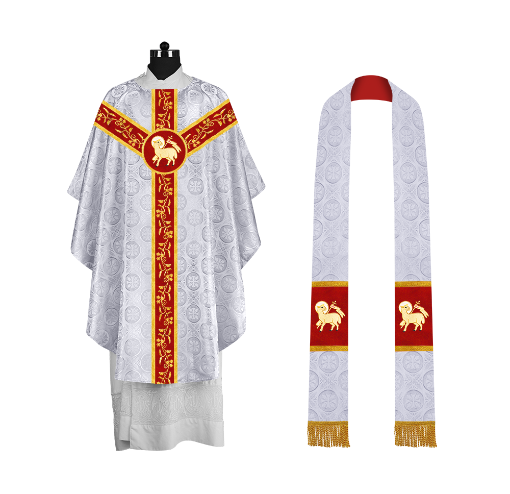 Gothic Chasuble with Embroidered Orphrey and Motifs