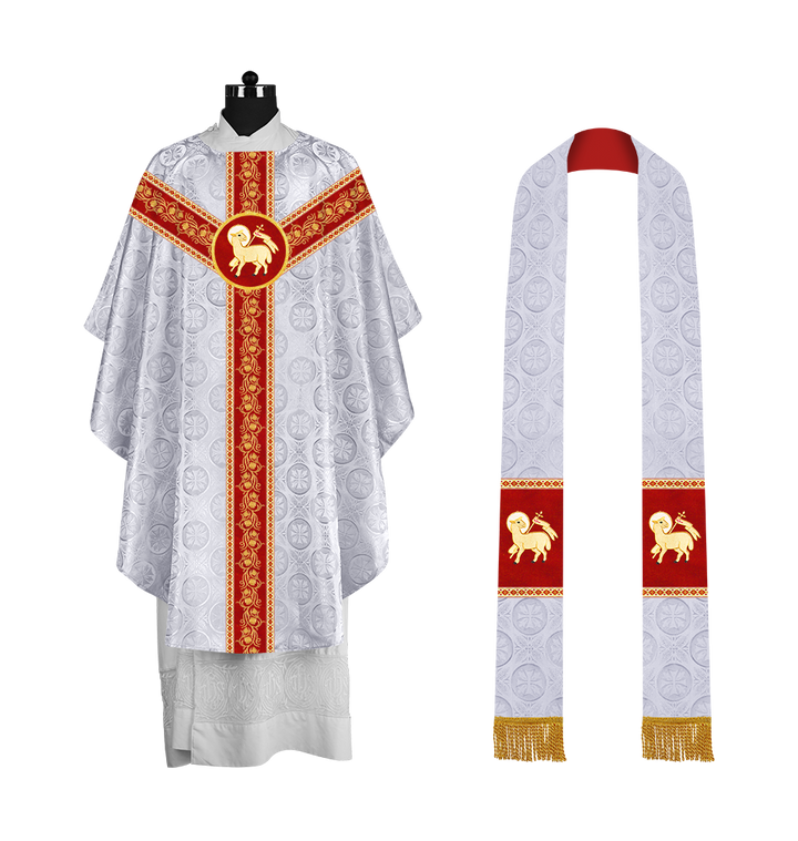 Priest Gothic Chasuble with Grapes Embroidered Orphrey