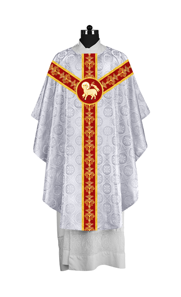 Priest Chasuble Vestment with Liturgical Embroidered Motif
