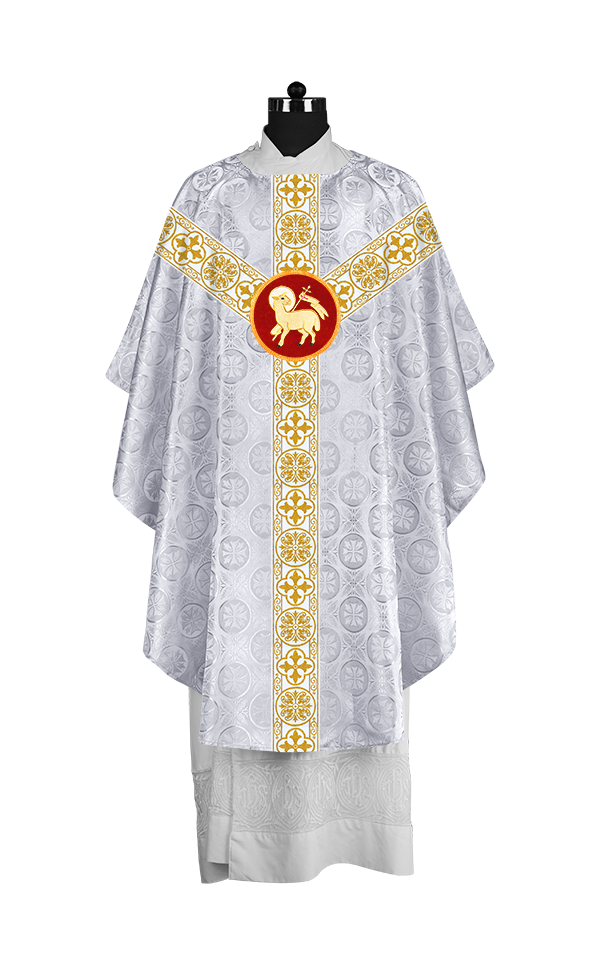 Priest Chasuble with Classic Braided Orphrey and Trims