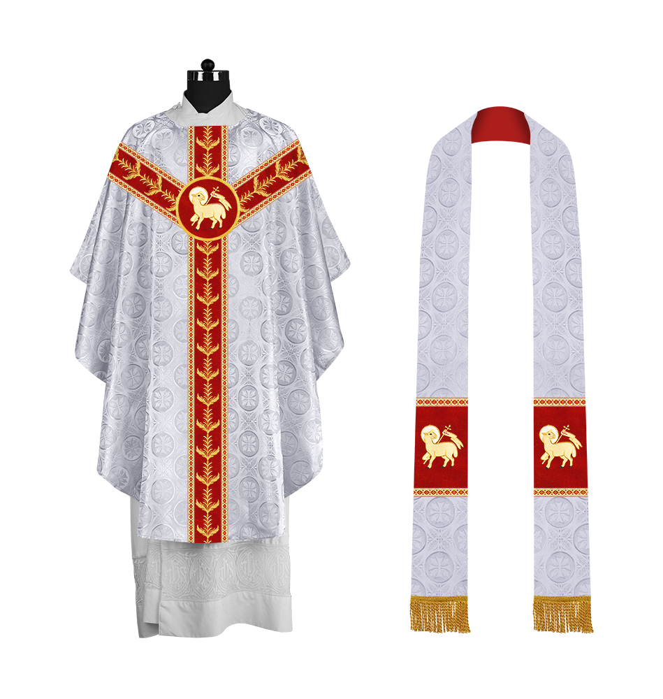 Embroidered Gothic Chasuble with Intricate Liturgical Detailing