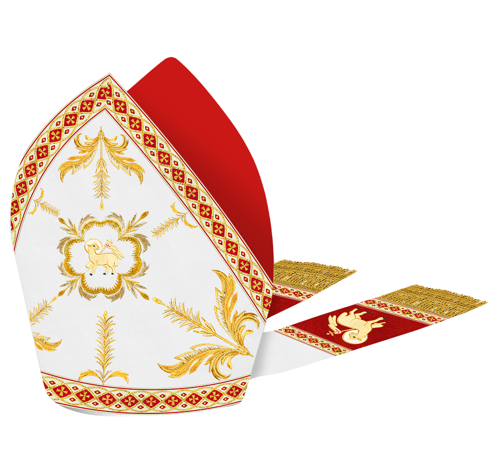 Mitre with Adorned Embroidery Motif and Trims