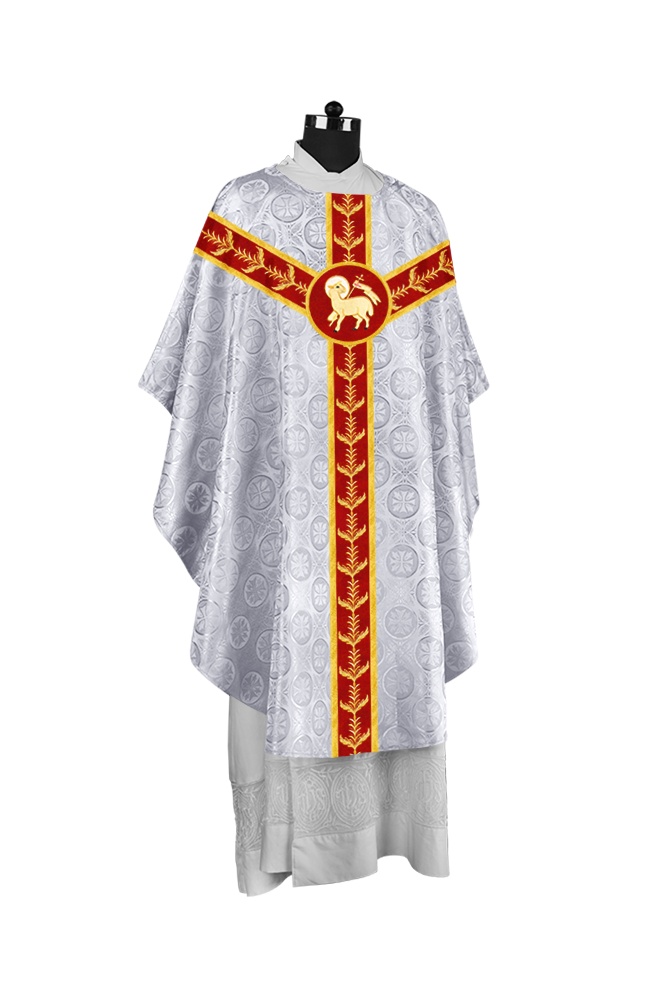 Gothic Style Priest Chasuble with Exquisite Embroidered Trims