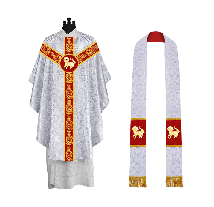 Handcrafted Gothic Chasuble with Traditional Embroidered Orphrey