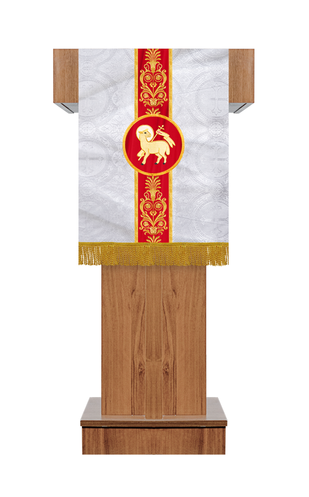 PULPIT/LECTERN WITH LITURGICAL MOTIF AND TRIM