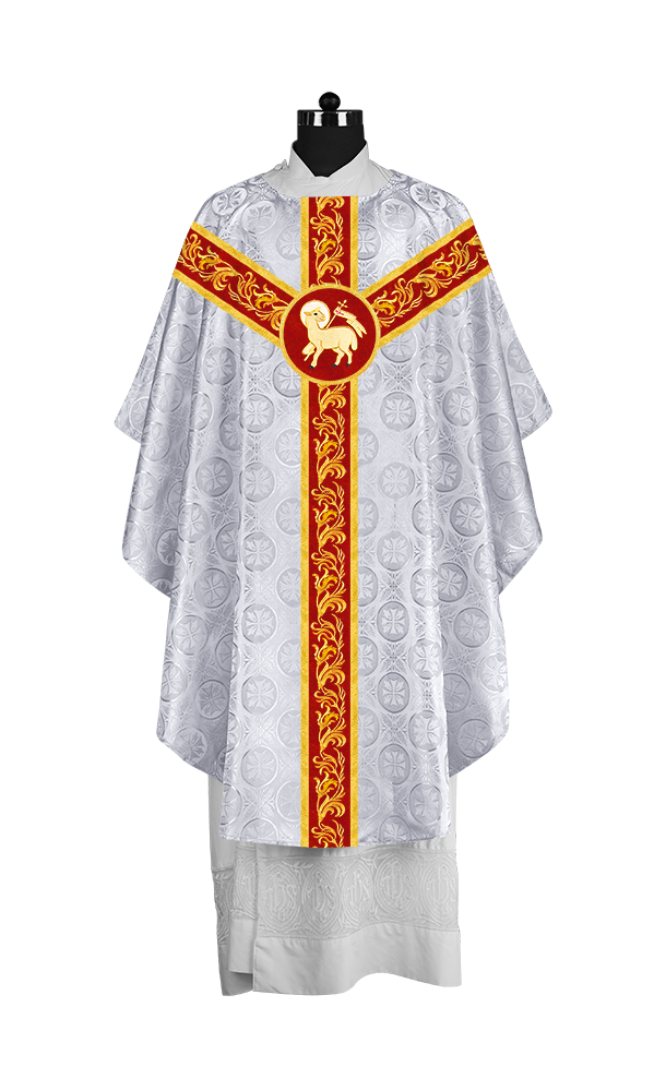 Liturgical Chasuble Vestment with Spiritual Motif Embroidery