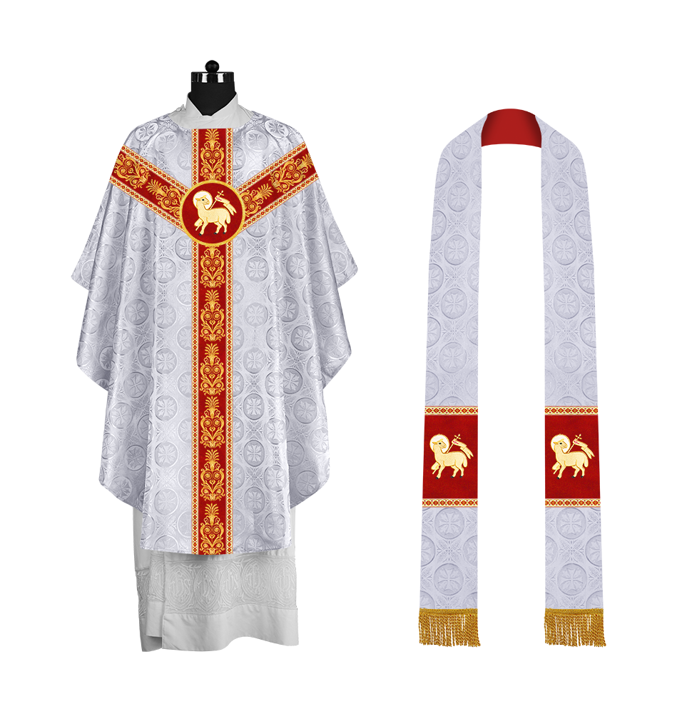 Gothic Priest Chasuble with Ornate Y-type Embroidered Orphrey