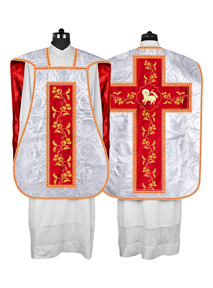 Roman Chasuble vestment with Floral Design and Trims