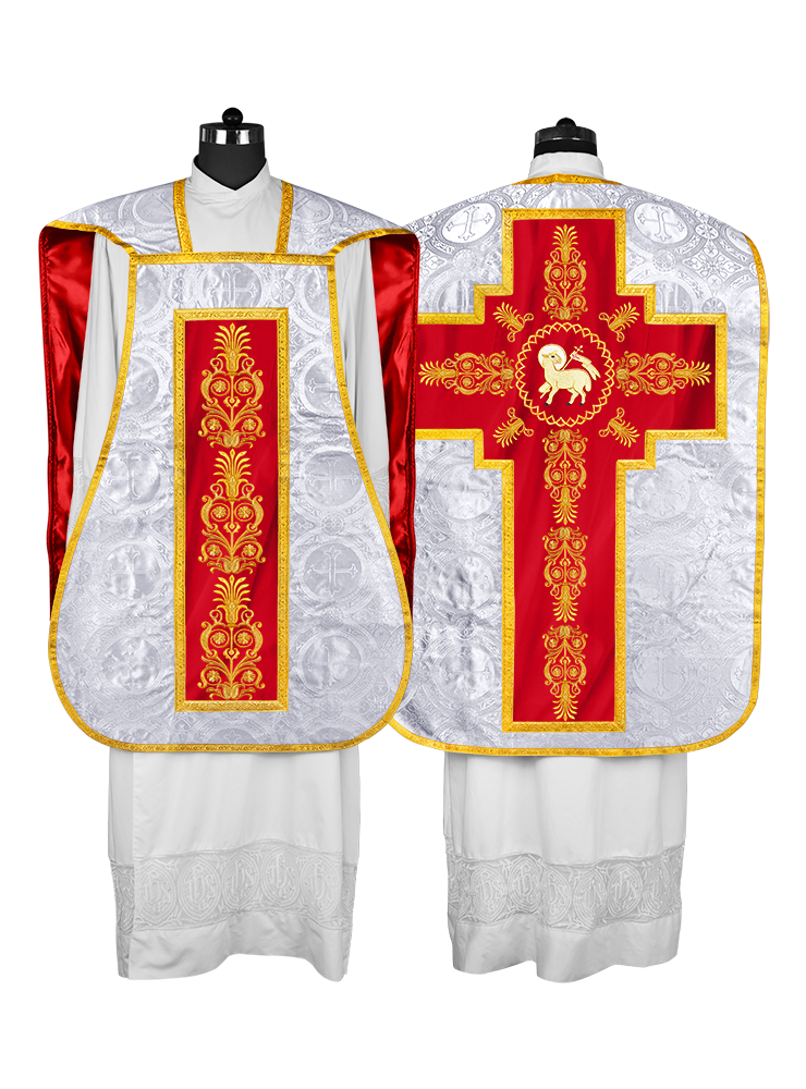 Elegant Roman Fiddleback Chasuble Vestment - Victoria Collection