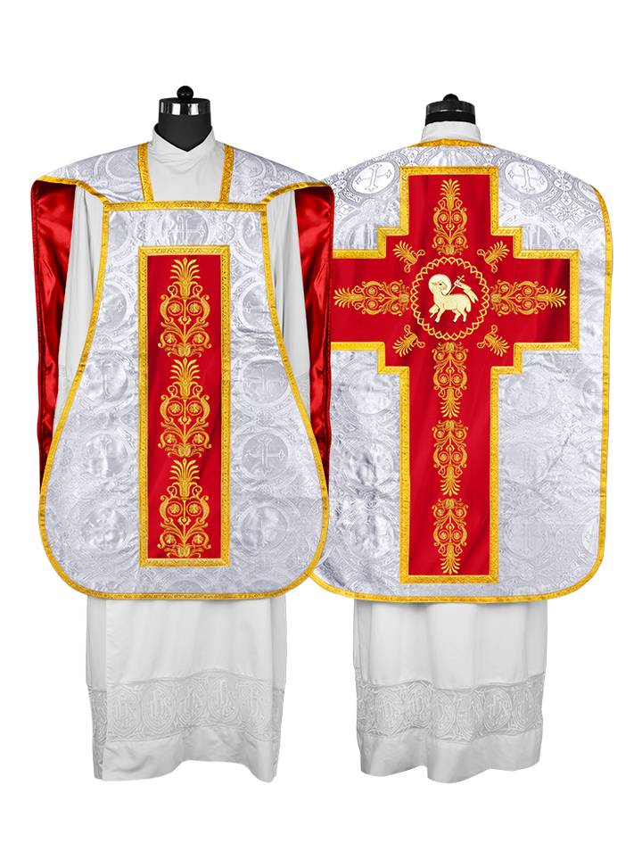 Elegant Roman Fiddleback Chasuble Vestment - Victoria Collection