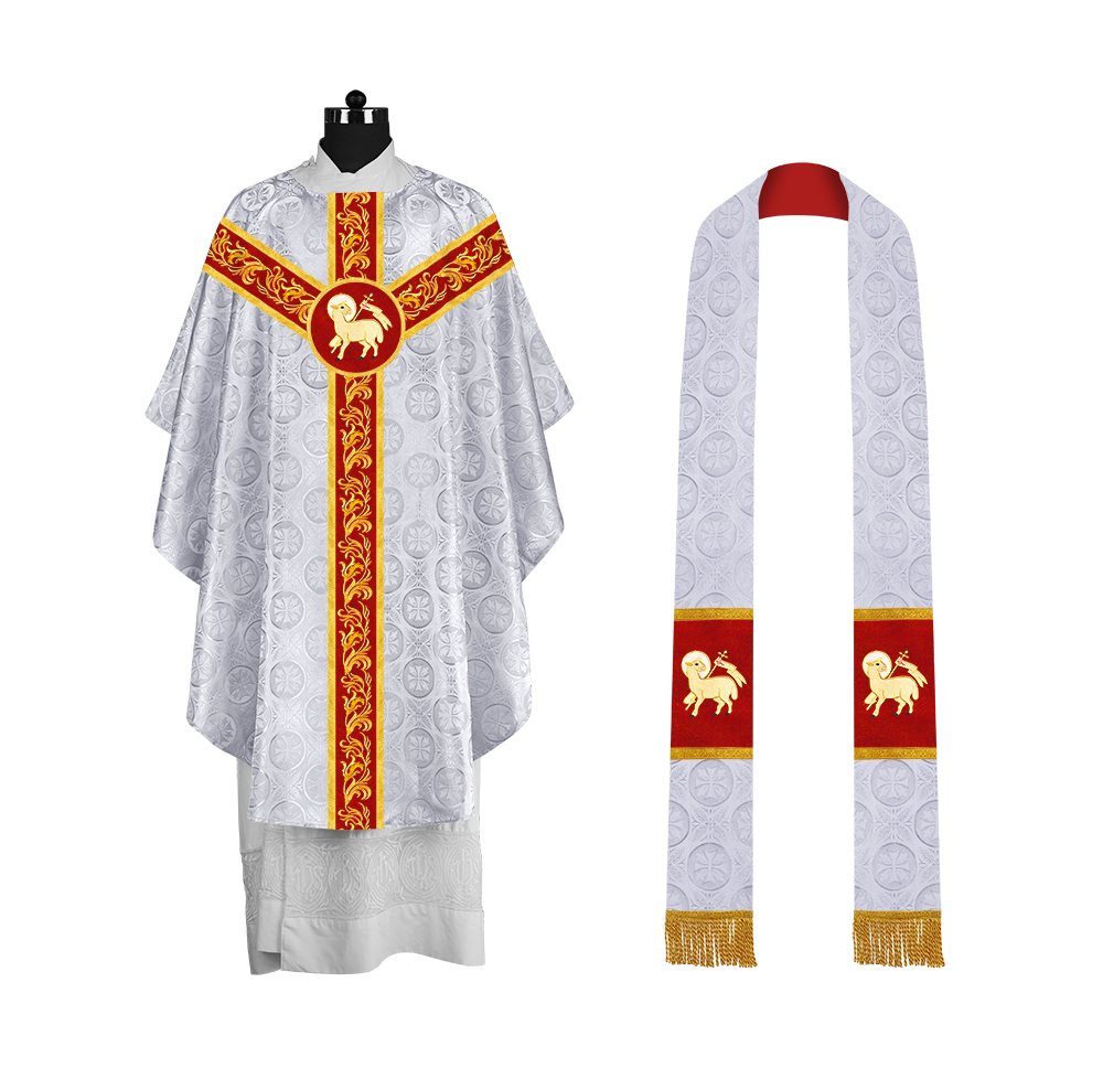 Liturgical Chasuble Vestment with Spiritual Motif Embroidery