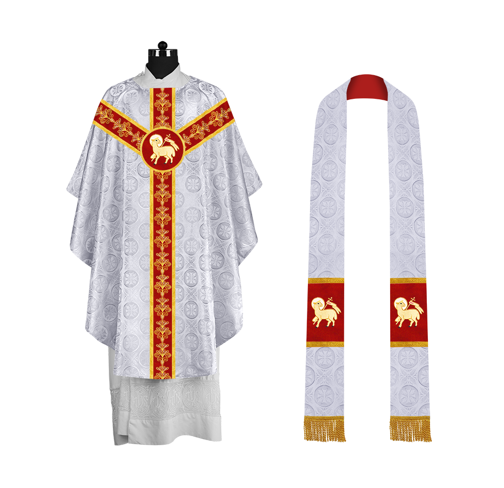 Priest Chasuble Vestment with Liturgical Embroidered Motif