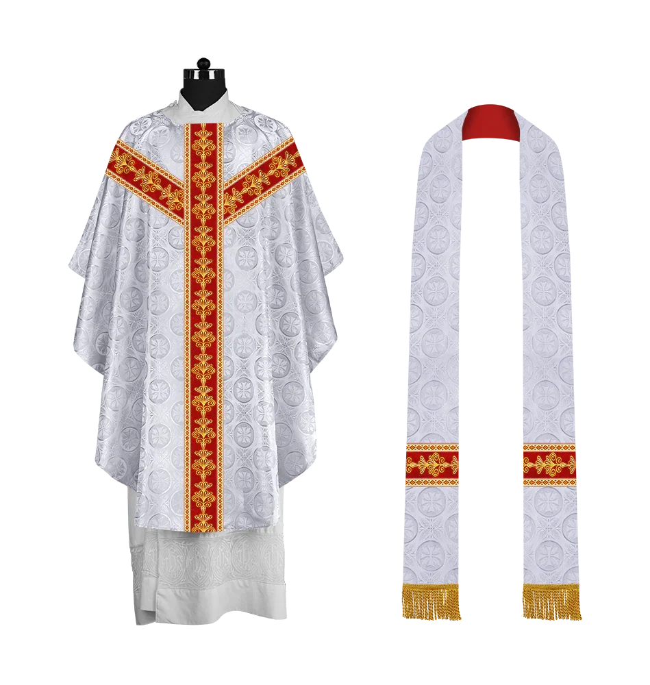 Ornate Gothic Chasuble with Y-type Embroidered Orphrey