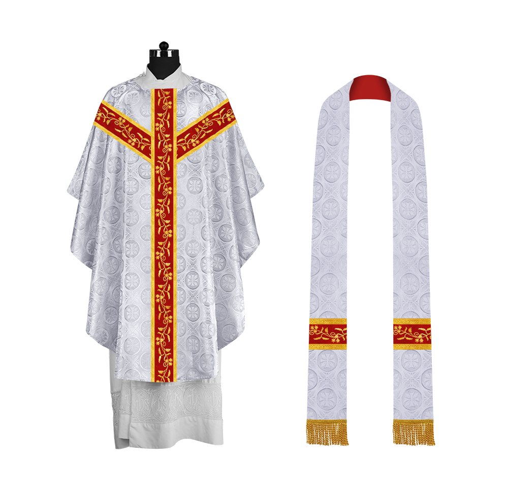 Gothic Chasuble with Embroidered Orphrey and Motifs