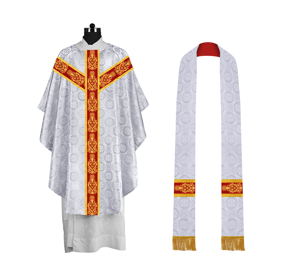 Handcrafted Gothic Chasuble with Traditional Embroidered Orphrey