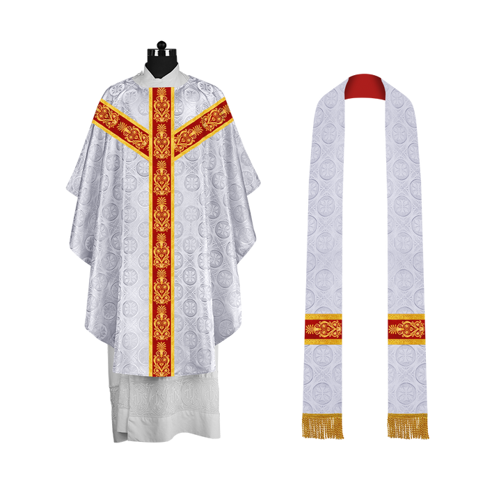 Handcrafted Gothic Chasuble with Traditional Embroidered Orphrey