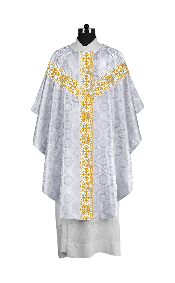 Priest Chasuble with Classic Braided Orphrey and Trims