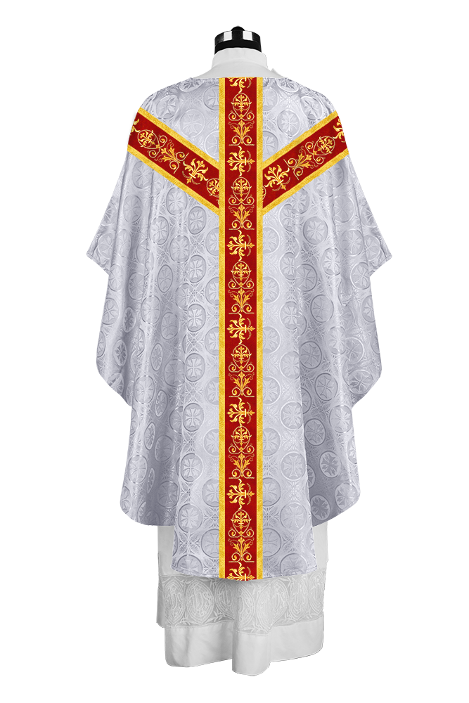 Ornate Priest Chasuble Vestment with Liturgical Embroidered Trims