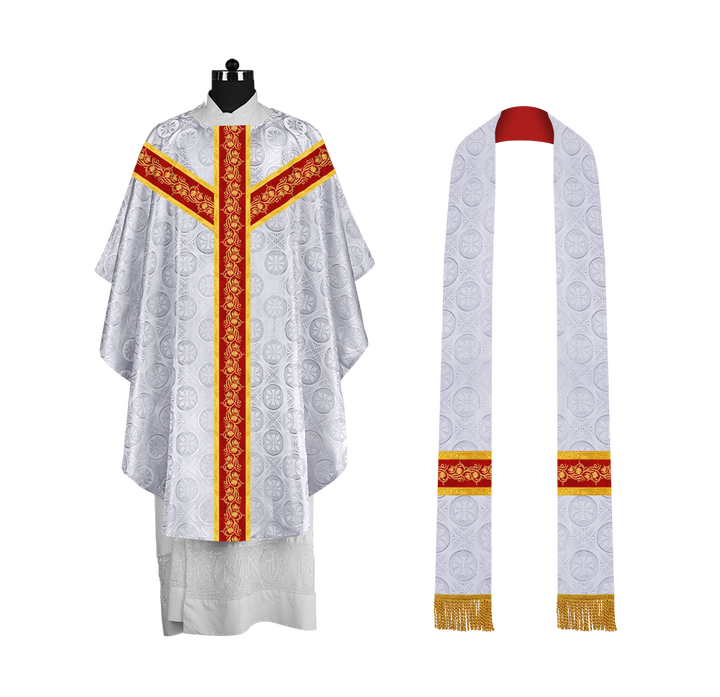 Elegant Gothic Chasuble for Priests with Grapes Embroidery